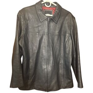Vintage Mossimo Women's XL Black Genuine Leather Jacket Zip‎ Lined Classic
